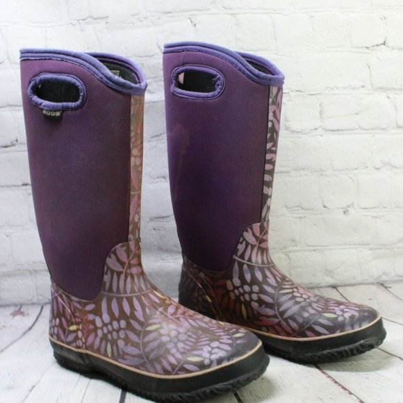 Bogs Winterberry Purple Rubber Pull On Classic Tall Boots Size 10 - Picture 3 of 9